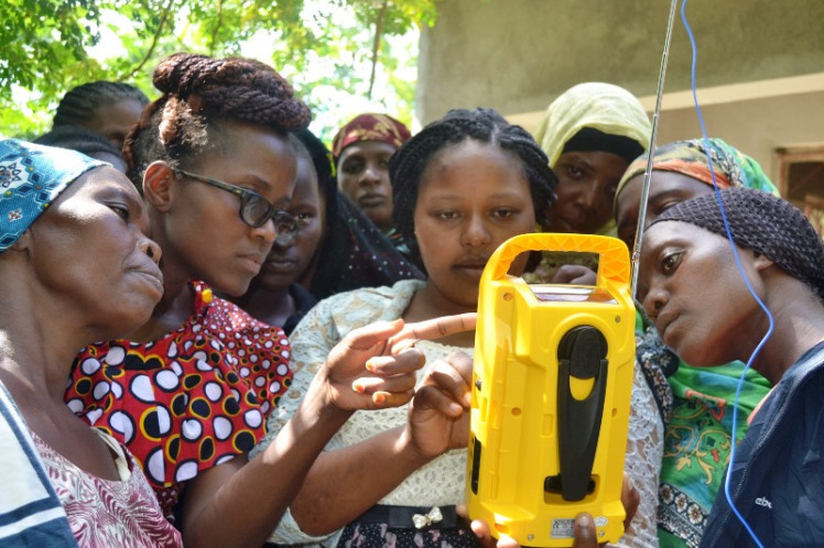 Linda-and-Mary-with-women-in-Kikwe-village Tanzania